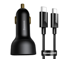 Baseus Supreme 100W Univerzális autós szivargyújtós töltő USB-A és USB Type-C aljzattal QC PD 3.0 5A + Type-C kábel (TZCCZX-01)