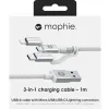 Mophie 3in1 USB kábel Micro USB/ USB Type-C/ Lightning 1m fehér - 0. kép