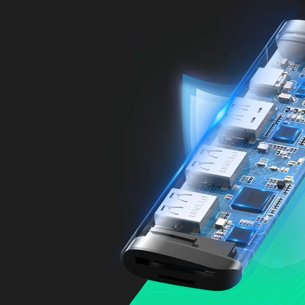 Ugreen 6w1 HUB adapter USB Type C - 2x USB 3.0 Gen 1 / USB Type-C PD 100 W / HDMI 4K / SD és micro SD (TF) kártyaolvasó szürke (CM195 70411) - 9