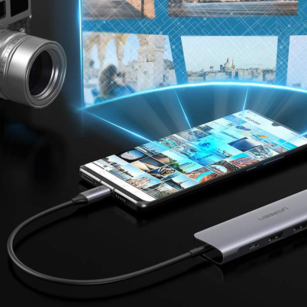 Ugreen 6w1 HUB adapter USB Type C - 2x USB 3.0 Gen 1 / USB Type-C PD 100 W / HDMI 4K / SD és micro SD (TF) kártyaolvasó szürke (CM195 70411) - 10