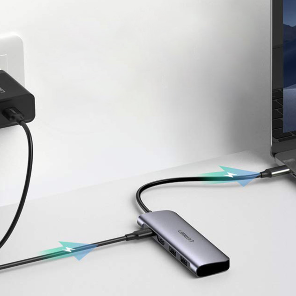 Ugreen 6w1 HUB adapter USB Type C - 2x USB 3.0 Gen 1 / USB Type-C PD 100 W / HDMI 4K / SD és micro SD (TF) kártyaolvasó szürke (CM195 70411) - 11