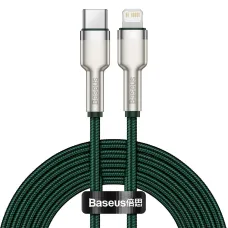 Baseus Cafule Metal nylon harisnyázott USB Type-C/ Lightning kábel PD 20W 2m zöld (CATLJK-B06)