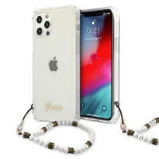 iPhone 12 Pro Max Guess GUHCP12LKPSWH White Pearl tok pánttal