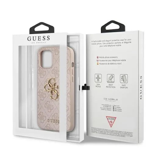 iPhone 12/ 12 Pro Guess GUHCP12M4GMGPI Big Metal Logo tok 4G pink