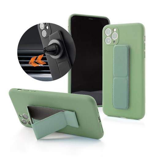 iPhone 11 Mágnesezhető szilikon tok hátlapi felragasztható támasztékkal zöld iPhone 11 Mágnesezhető szilikon tok hátlapi felragasztható támasztékkal zöld