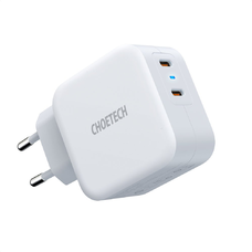 Cloetech Hálózati töltő adapter 2x USB Type-C aljzattal PD 40W 3A fehér (PD6009-EU)