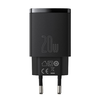 Baseus Compact hálózati töltő adapter USB Type-C / USB-A 20W 3A PD QC3.0 fekete (CCXJ-B01) - 0. kép