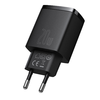 Baseus Compact hálózati töltő adapter USB Type-C / USB-A 20W 3A PD QC3.0 fekete (CCXJ-B01) - 1. kép