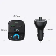 Ugreen FM Transmitter Bluetooth 5.0 és autós telefon töltő 3xUSB, TF, SD kártyaolvasó 4.8A fekete (CD229)