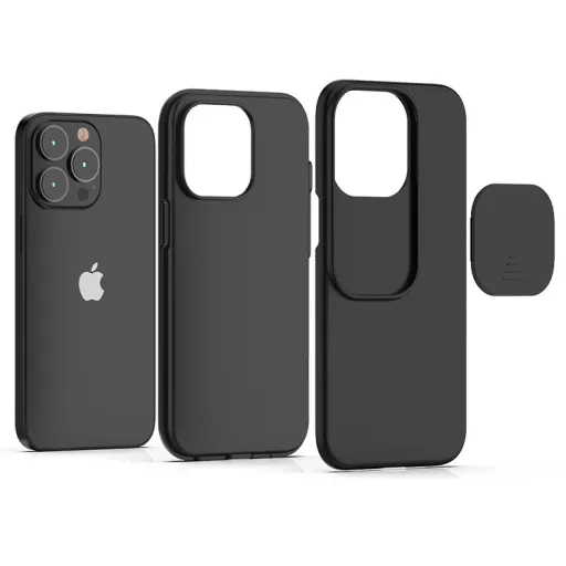 iPhone 13 Pro Max matt TPU tok kameralencse védővel fekete (ip13-pro-max-tpu-lens-black)