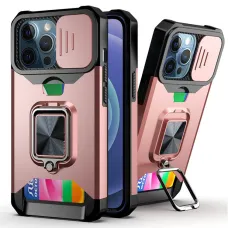 Samsung A72 Ring Armor tok kameralencse védővel, kihajtható támasszal, kártyatartóval rózsaszín (sam-a72-ring-armor-pink)