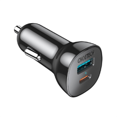 Choetech autós szivargyújtós gyorstöltő USB Type C PD / USB QC3.0 3A 36W fekete (TC0005)
