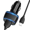 Borofone BZ14 Univerzális autós töltő 2.4A 2x USB + Lightning kábel 1m fekete - 2. kép