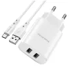 Borofone BN2 Hálózati töltő adapter 2xUSB 2.1A + USB Type-C kábel fehér - 3. kép