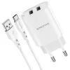 Borofone BN2 Hálózati töltő adapter 2xUSB 2.1A + USB Type-C kábel fehér - 1. kép