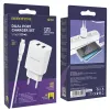 Borofone BN2 Hálózati töltő adapter 2xUSB 2.1A + USB Type-C kábel fehér - 2. kép
