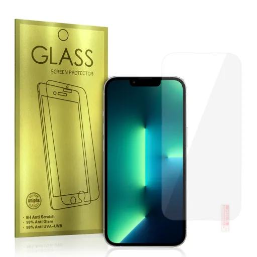 iPhone 16e / 13/ 13 Pro / 14 Glass Gold kijelzővédő üvegfólia