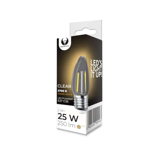 Forever Light COG Clear Izzó E27 C35 2W 230V 2700K 250lm