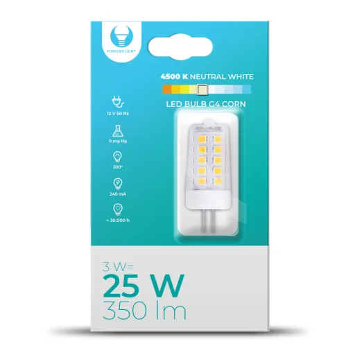 Forever Light LED G4 Corn Izzó 3W 12V 4500K 350lm