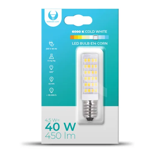 Forever Light LED E14 Corn Izzó 4.5W 230V 6000K 450lm