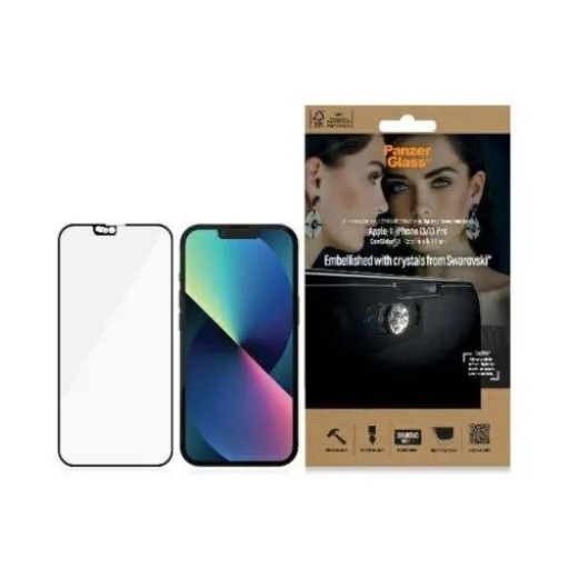 iPhone 13 / 13 Pro / 14 PanzerGlass E2E MicroFracture Antibakteriális CamSlider tokbarát üvegfólia fekete