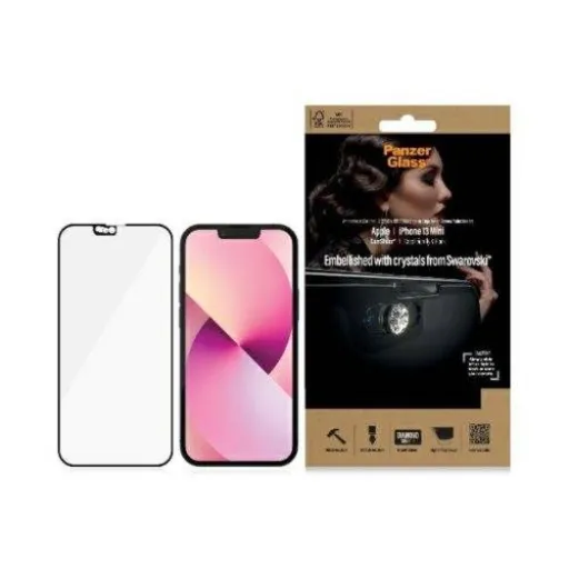 iPhone 13 Mini PanzerGlass E2E MicroFracture Antibakteriális CamSlider tokbarát üvegfólia fekete