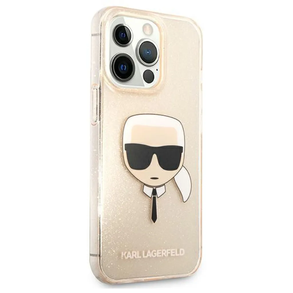 iPhone 13 Pro 6.1'' Karl Lagerfeld Glitter Karl`s Head tok arany (KLHCP13LKHTUGLGO) - 8