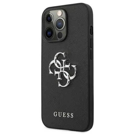 iPhone 13 Pro Guess GUHCP13LSA4GSBK Saffiano Metal Logo tok 4G fekete