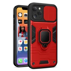 Puzdro Samsung A12 Ring Lens s ochranou objektívu a vyklápacím stojanom červené