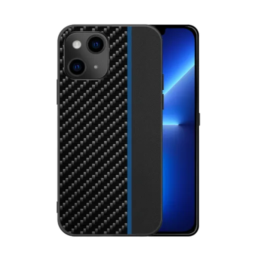 iPhone 13 Pro Max Tel Protect Carbon Tok Fekte / Kék Csík iPhone 13 Pro Max Tel Protect Carbon Tok Fekte / Kék Csík