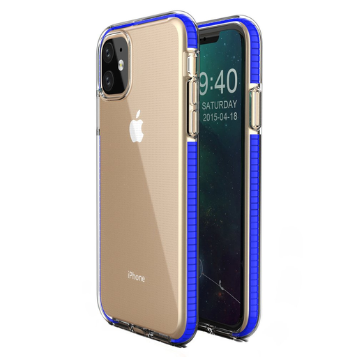 iPhone 11 Spring átlátszó TPU tok színes kerettel sötét kék iPhone 11 Spring átlátszó TPU tok színes kerettel sötét kék