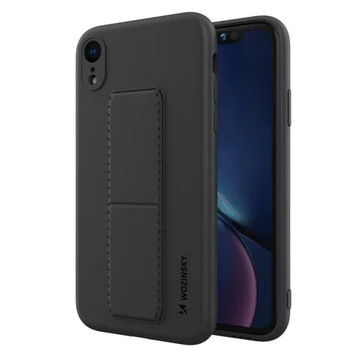 iPhone XR Wozinsky Kickstand flexibilis szilikon tok fekete