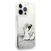 iPhone 13 Pro Max Karl Lagerfeld KLHCP13XGCFS Liquid Glitter Choupette Fun tok ezüst - 4. kép