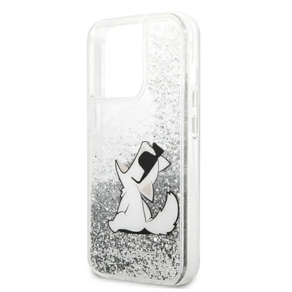 iPhone 13 Pro Max Karl Lagerfeld KLHCP13XGCFS Liquid Glitter Choupette Fun tok ezüst - 8