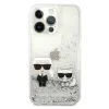 iPhone 13 Pro Max Karl Lagerfeld Liquid Glitter Karl Choupette tok ezüst (KLHCP13XGKCS) - 0. kép