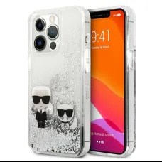 iPhone 13 Pro Max Karl Lagerfeld Liquid Glitter Karl Choupette tok ezüst (KLHCP13XGKCS)