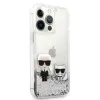 iPhone 13 Pro Max Karl Lagerfeld Liquid Glitter Karl Choupette tok ezüst (KLHCP13XGKCS) - 1. kép