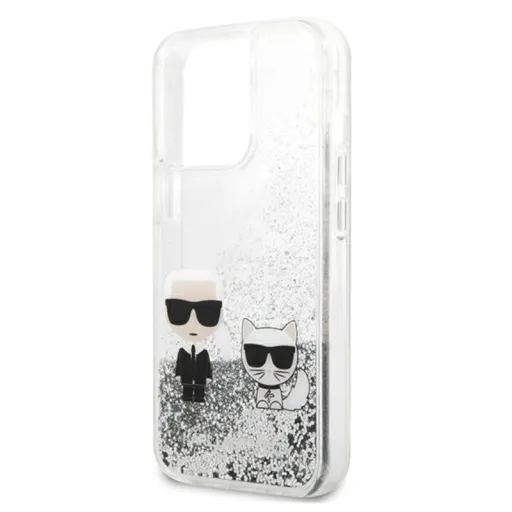 iPhone 13 Pro Karl Lagerfeld Liquid Glitter Karl Choupette tok ezüst (KLHCP13LGKCS)