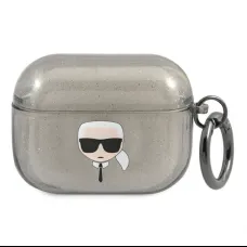 Airpods Pro 1/2 Karl Lagerfeld KLAPUKHGK Karl Head Glitter tok fekete