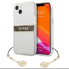 iPhone 13 Mini Guess 4G Stripe Brown Charm tok átlátszó (GUHCP13SKB4GBR)