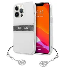 iPhone 13 Pro Guess 4G Stripe Grey Charm tok átlátszó (GUHCP13LKB4GGR)