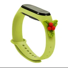 Strap Xmas karácsonyi óraszíj Xiaomi Mi Band 4 / Mi Band 3 zöld fagyönggyel