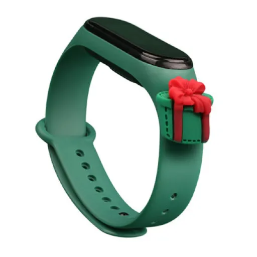 Strap Xmas karácsonyi óraszíj Xiaomi Mi Band 4 / Mi Band 3 sötétzöld ajándék