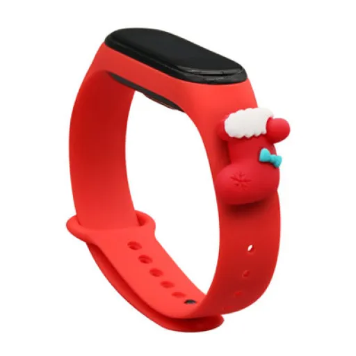 Strap Xmas karácsonyi óraszíj Xiaomi Mi Band 4 / Mi Band 3 piros zokni