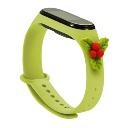 Strap Xmas karácsonyi óraszíj Xiaomi Mi Band 6 / Mi Band 5 zöld fagyönggyel