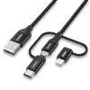 Choetech 3in1 MFI kábel USB - USB Type C / micro USB / Lightning (3A / 480 Mbps) 1.2m fekete (IP0030-BK) - 0. kép