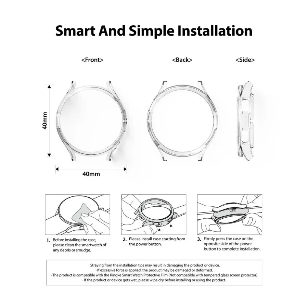Samsung Galaxy Watch 4 44 mm Ringke Slim tok 2x átlátszó/fekete - 5