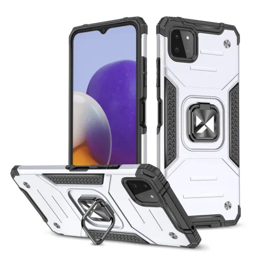 Samsung Galaxy A22 4G Wozinsky Ring Armor Case Kickstand telefontok ezüst