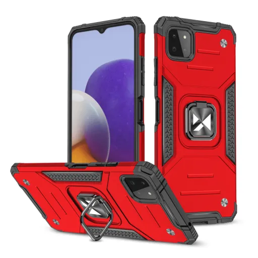 Samsung Galaxy A22 4G Wozinsky Ring Armor Case Kickstand telefontok piros