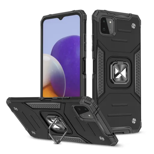 Samsung Galaxy A22 4G Wozinsky Ring Armor Case Kickstand telefontok fekete